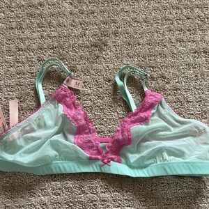 Victoria's Secret Mint and Pink Lace Bralette